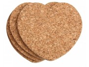 T & G Heart Shaped Cork Coasters x 4 (110 x 110mm)